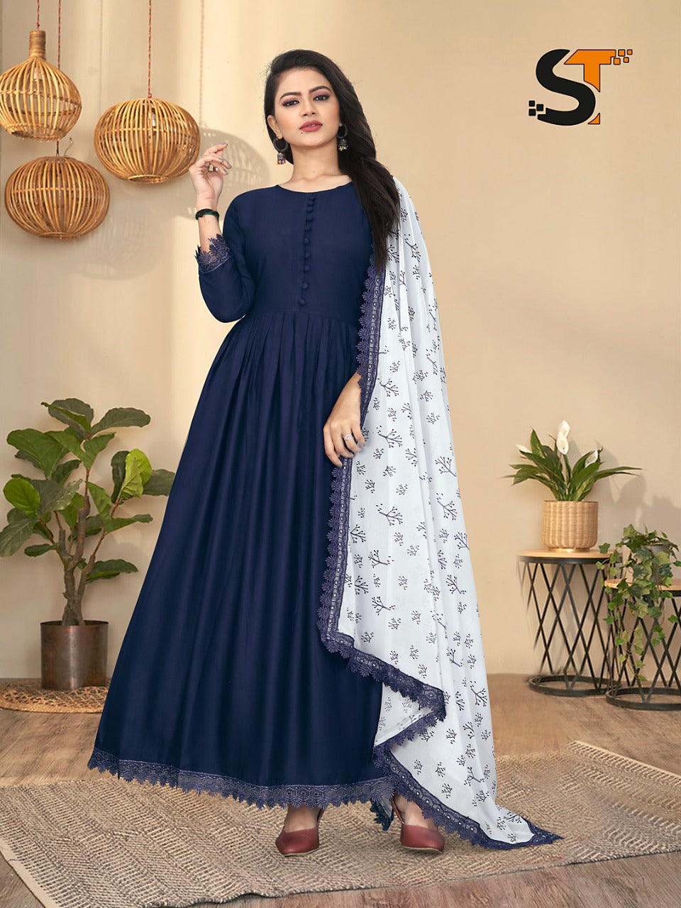 Rayon 2610 Salas Rayon Gown Dupatta Set