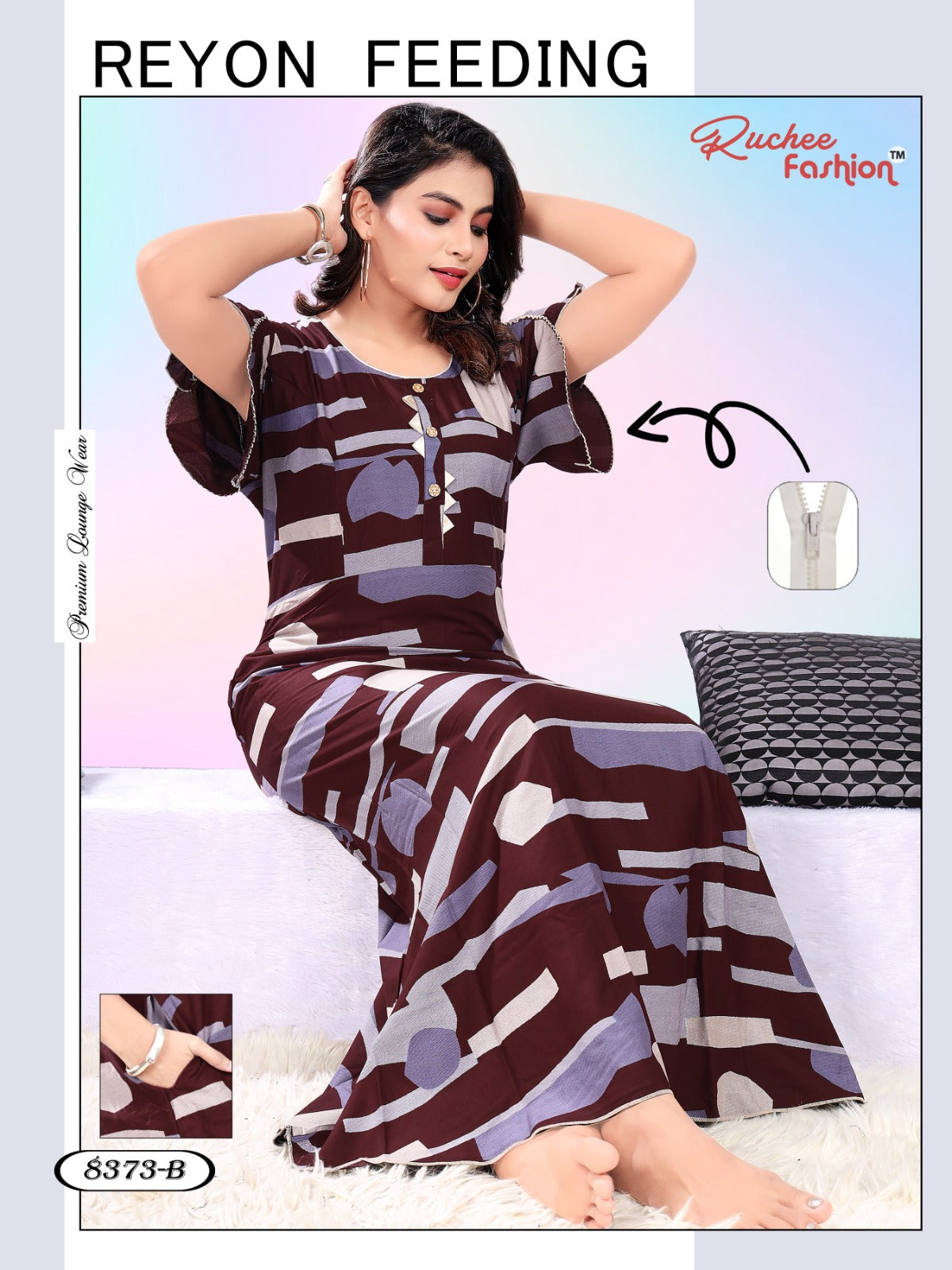 Rayon 281123 Ruchee Fashion Feeding Night Gown