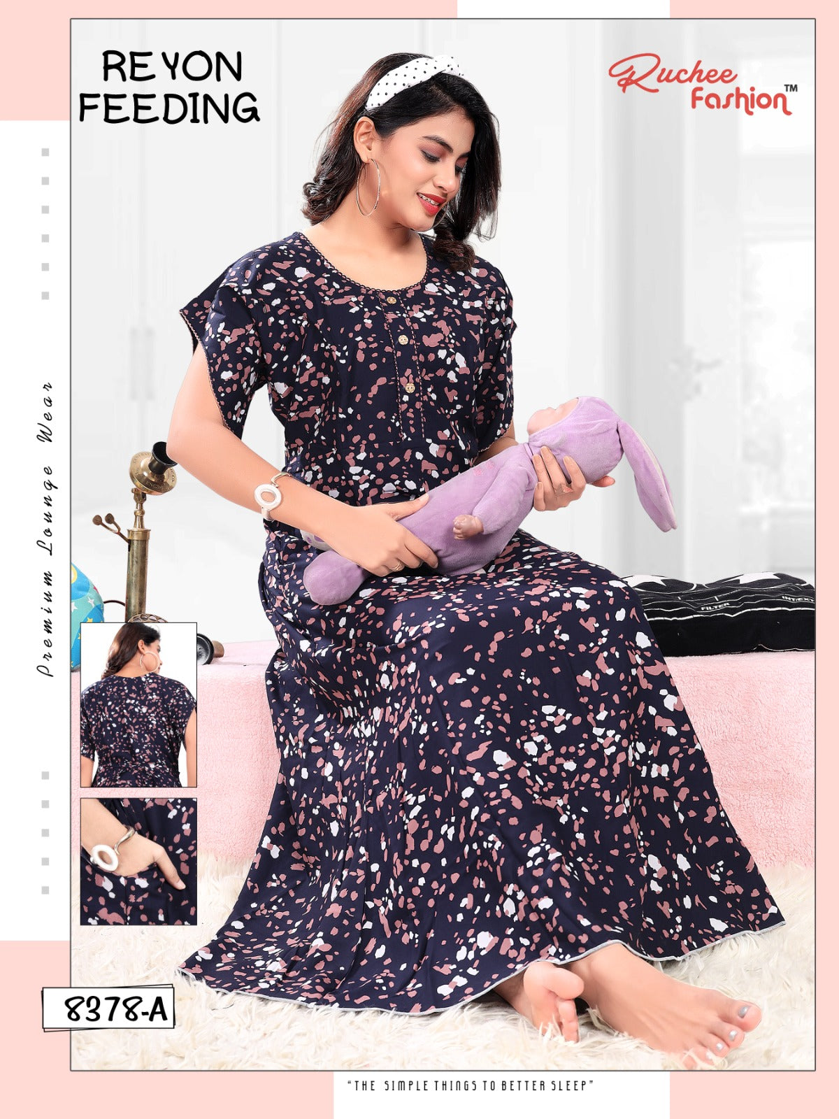 Rayon 281123 Ruchee Fashion Feeding Night Gown