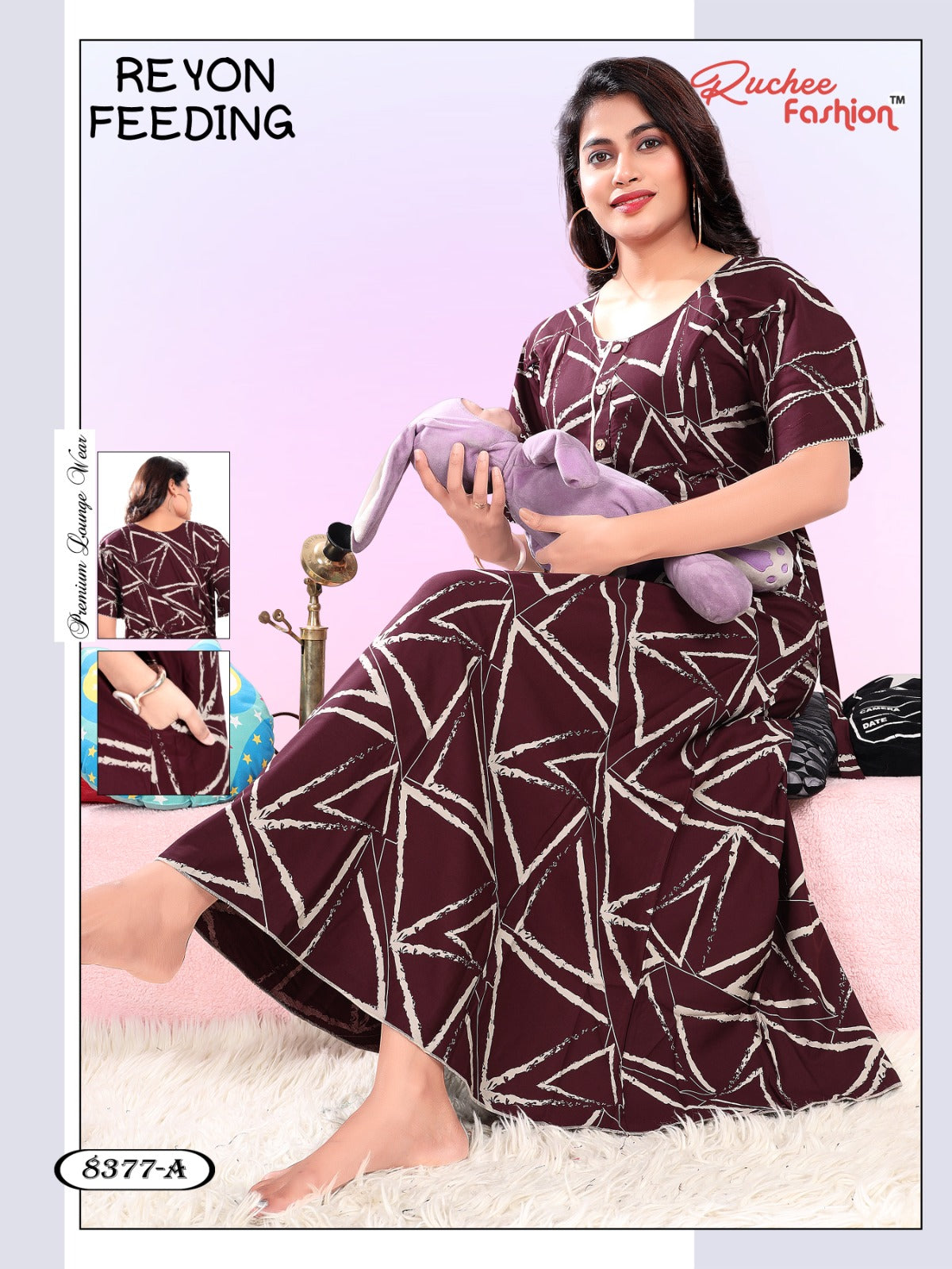 Rayon 281123 Ruchee Fashion Feeding Night Gown