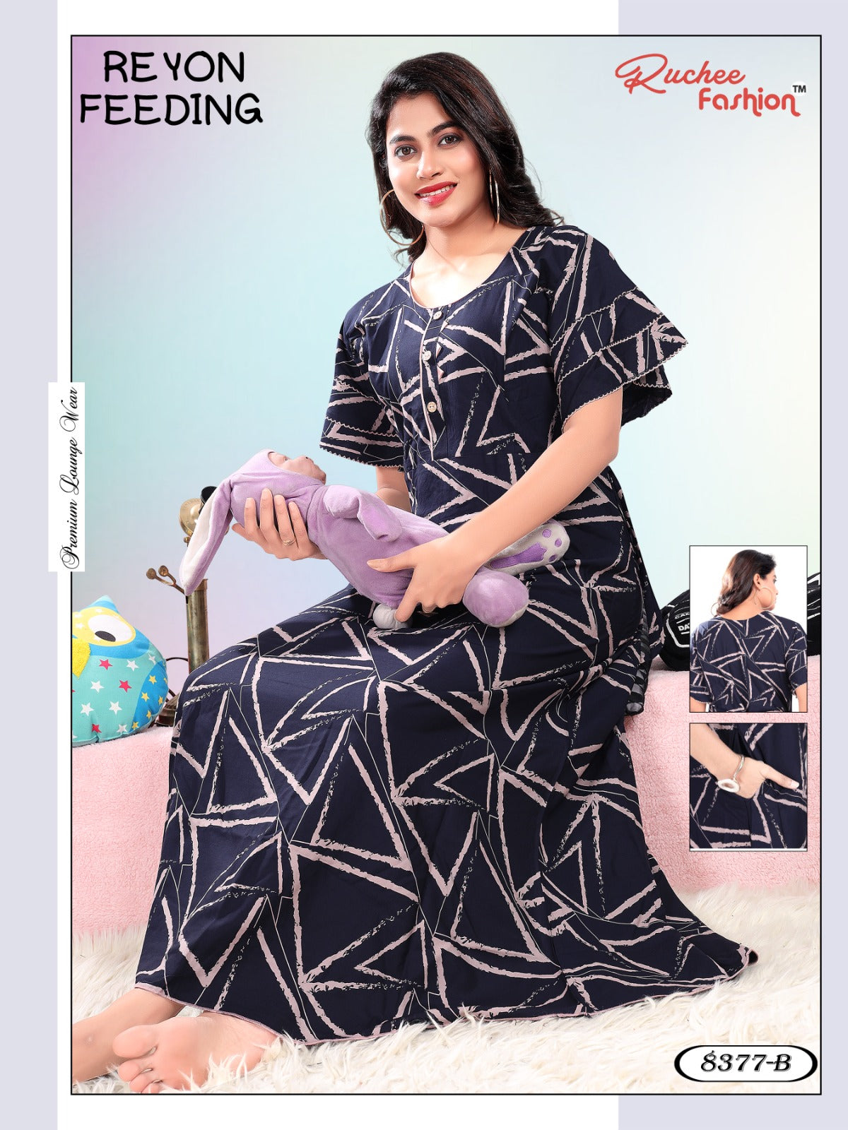 Rayon 281123 Ruchee Fashion Feeding Night Gown