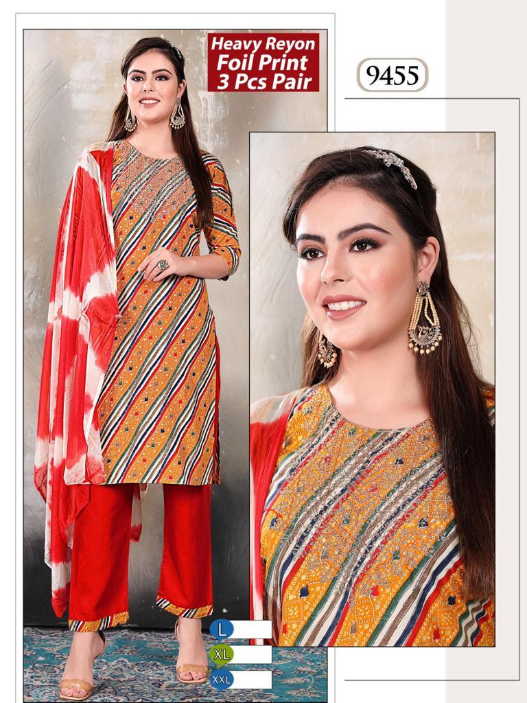 Rayon Foil Mmc Readymade Pant Style Suits