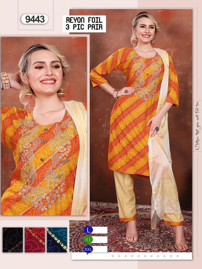 Rayon Foil Mmc Readymade Pant Style Suits