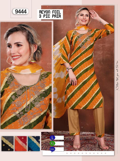 Rayon Foil Mmc Readymade Pant Style Suits