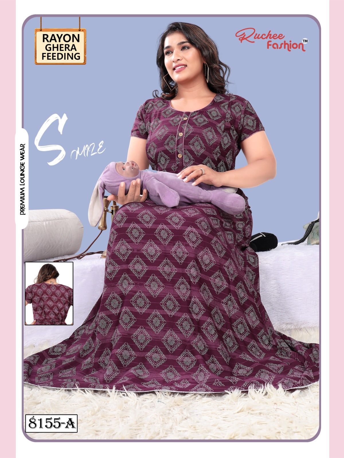 Rayon Ghera 2711 Ruchee Fashion Feeding Night Gown