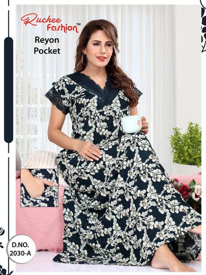 Rayon Pocket 2411 Ruchee Fashion Night Gowns