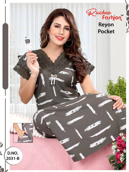 Rayon Pocket 2411 Ruchee Fashion Night Gowns