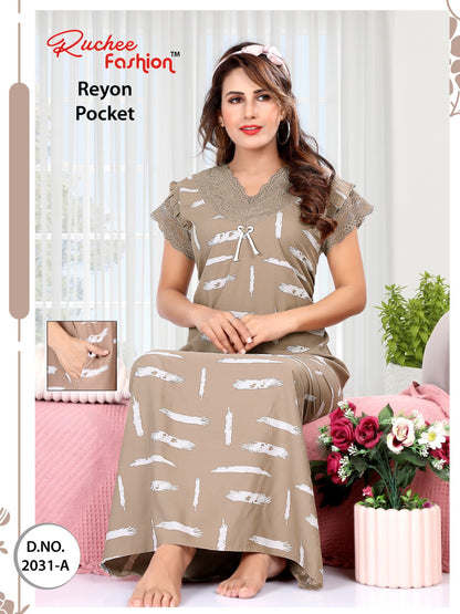 Rayon Pocket 2411 Ruchee Fashion Night Gowns