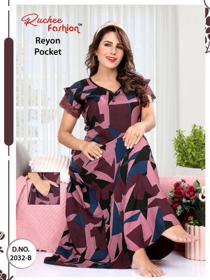 Rayon Pocket 2411 Ruchee Fashion Night Gowns