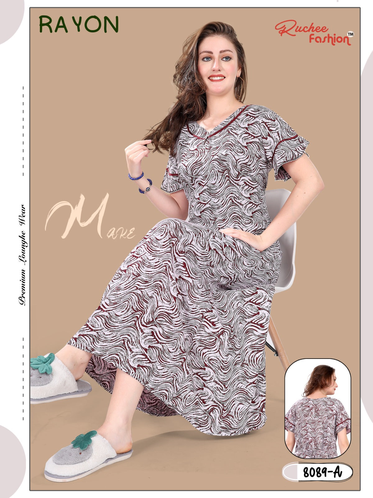 Rayon Ruchee Fashion Night Gowns