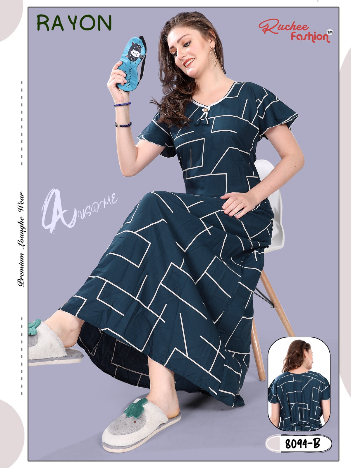 Rayon Ruchee Fashion Night Gowns