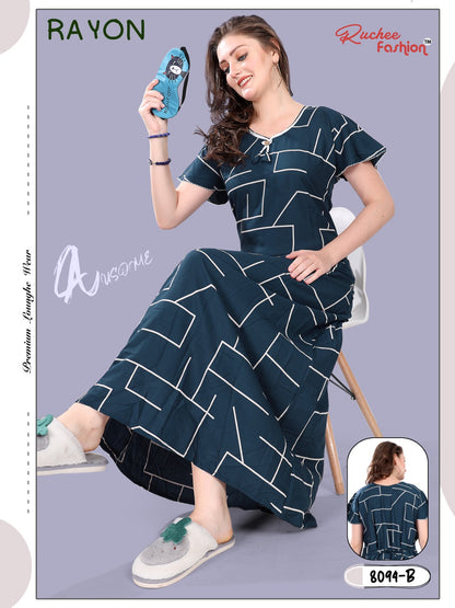 Rayon Ruchee Fashion Night Gowns