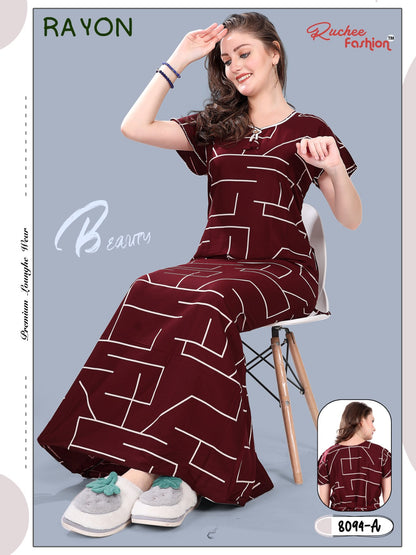 Rayon Ruchee Fashion Night Gowns