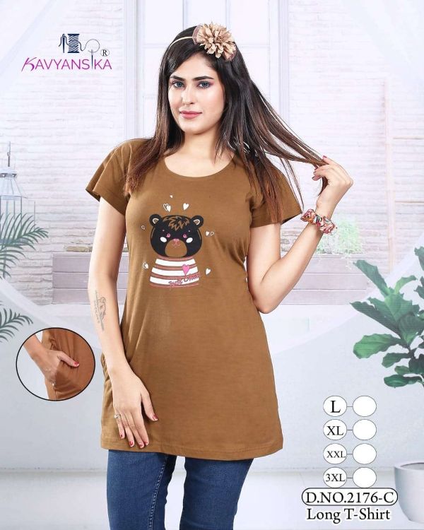 Ready At Store-Vol 2176 Kavyansika Hosiery Cotton Women Long Tshirt