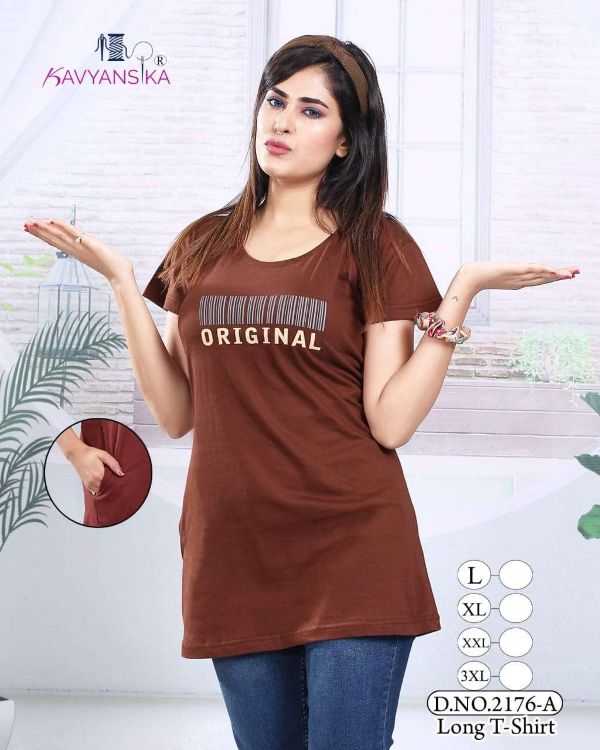 Ready At Store-Vol 2176 Kavyansika Hosiery Cotton Women Long Tshirt