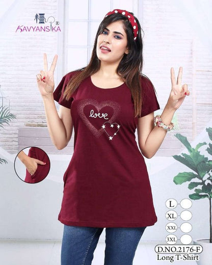 Ready At Store-Vol 2176 Kavyansika Hosiery Cotton Women Long Tshirt