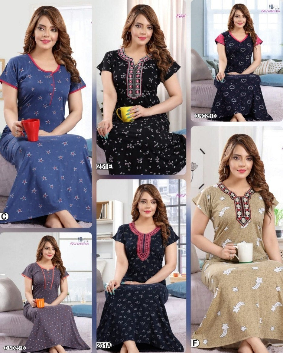 Ready At Store-Vol 251 Kavyansika Hosiery Cotton Night Gowns