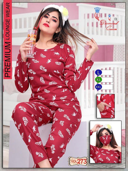 Ready At Store-Vol 273 Diamond Queen Hosiery Cotton Pyjama Night Suits
