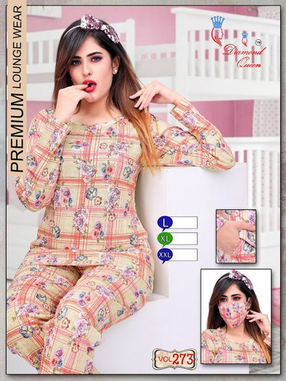 Ready At Store-Vol 273 Diamond Queen Hosiery Cotton Pyjama Night Suits
