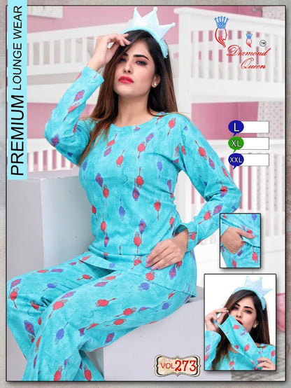 Ready At Store-Vol 273 Diamond Queen Hosiery Cotton Pyjama Night Suits