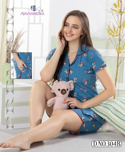 Ready At Store-Vol 304 Kavyansika Hosiery Cotton Shorts Night Suits