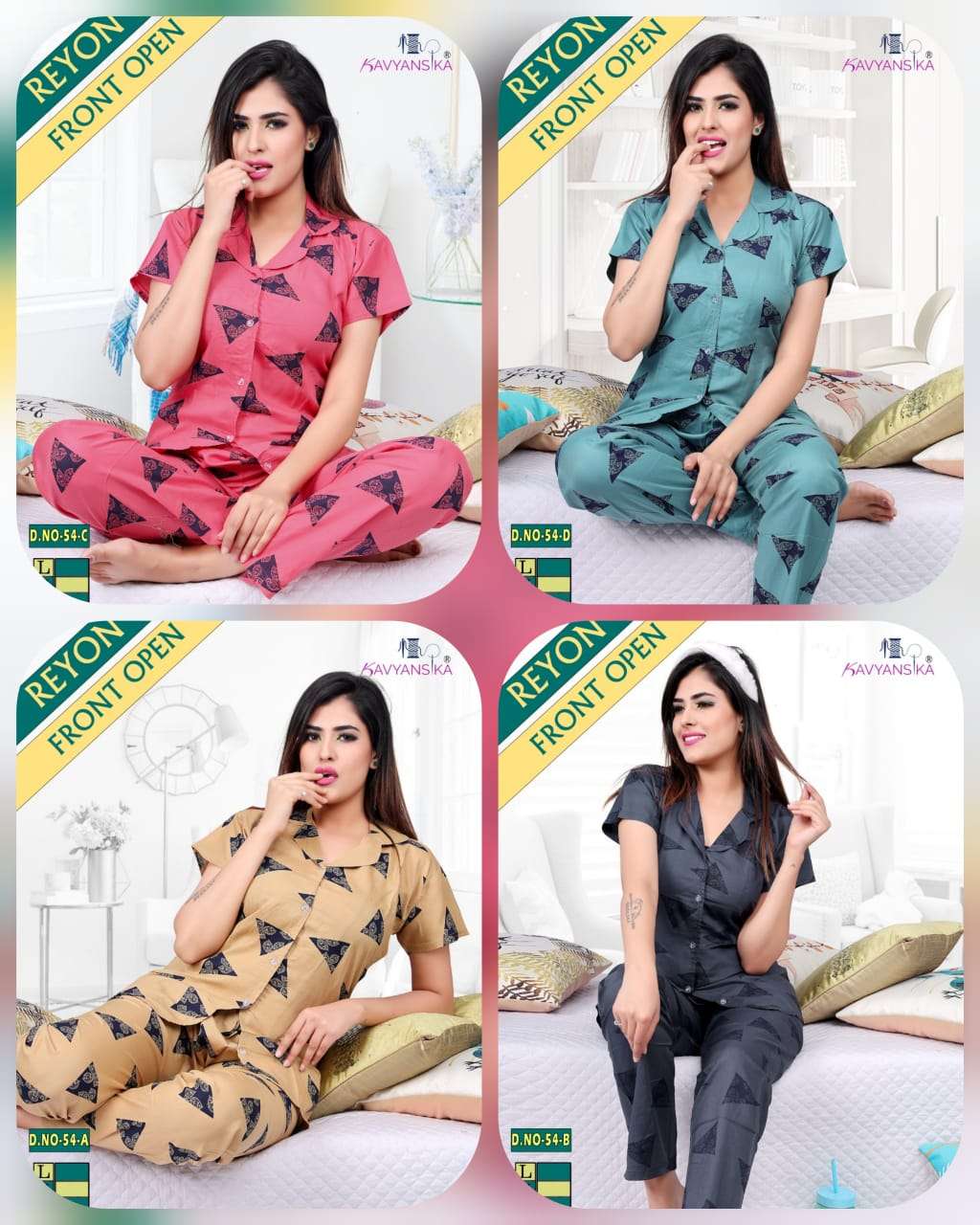 Ready At Store-Vol 54 Kavyansika Rayon Collar Night Suits