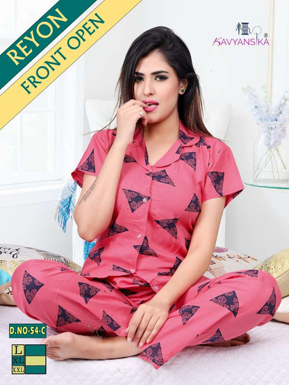 Ready At Store-Vol 54 Kavyansika Rayon Collar Night Suits