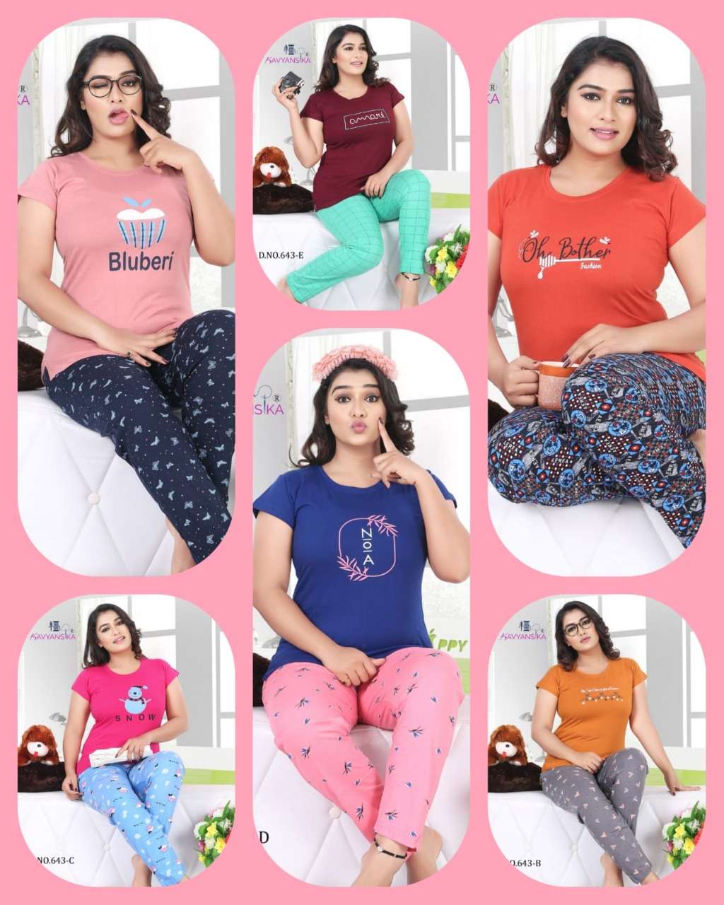 Ready At Store-Vol 643 Kavyansika Hosiery Cotton Pyjama Night Suits