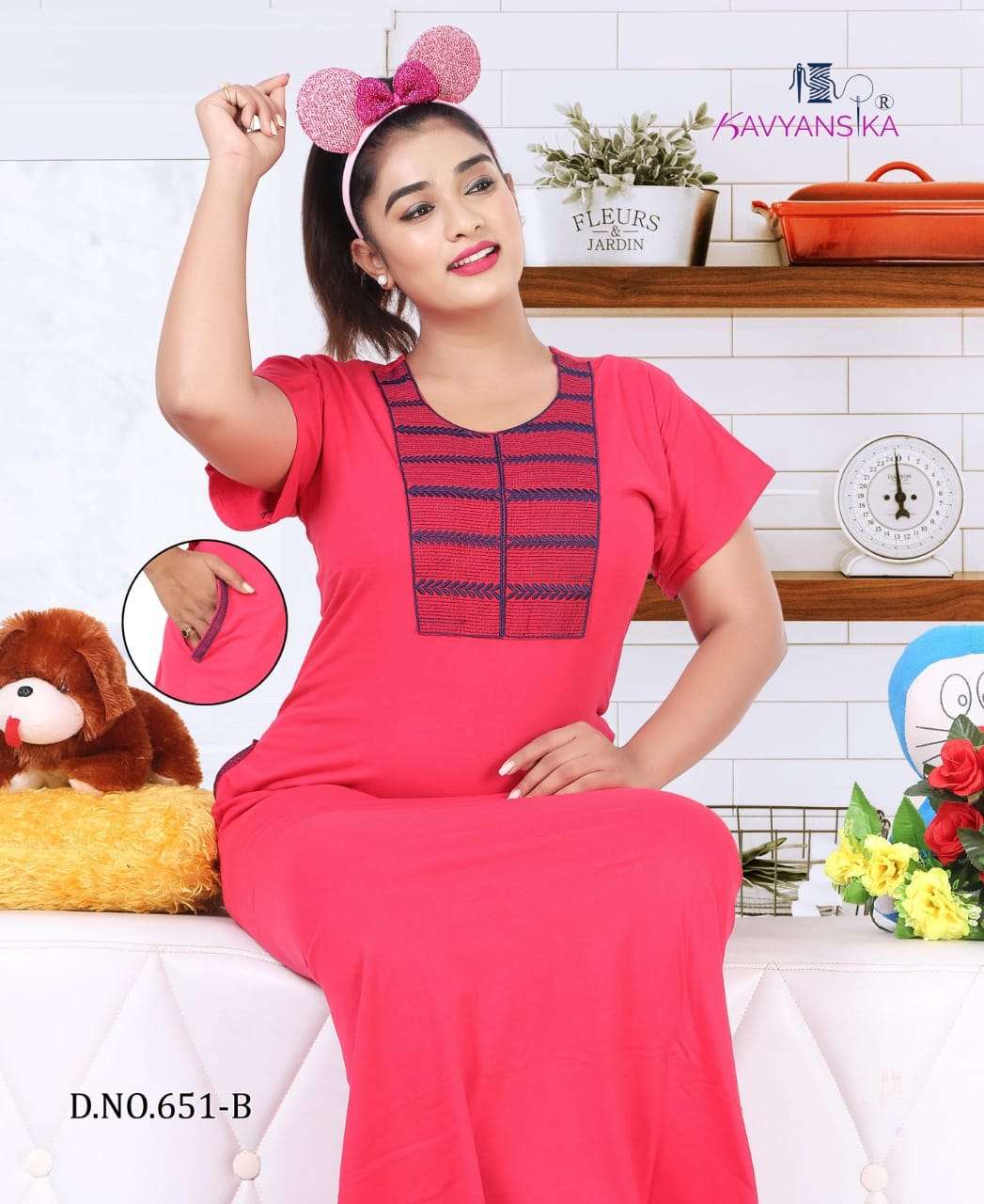 Ready At Store-Vol 651 Kavyansika Hosiery Cotton Night Gowns