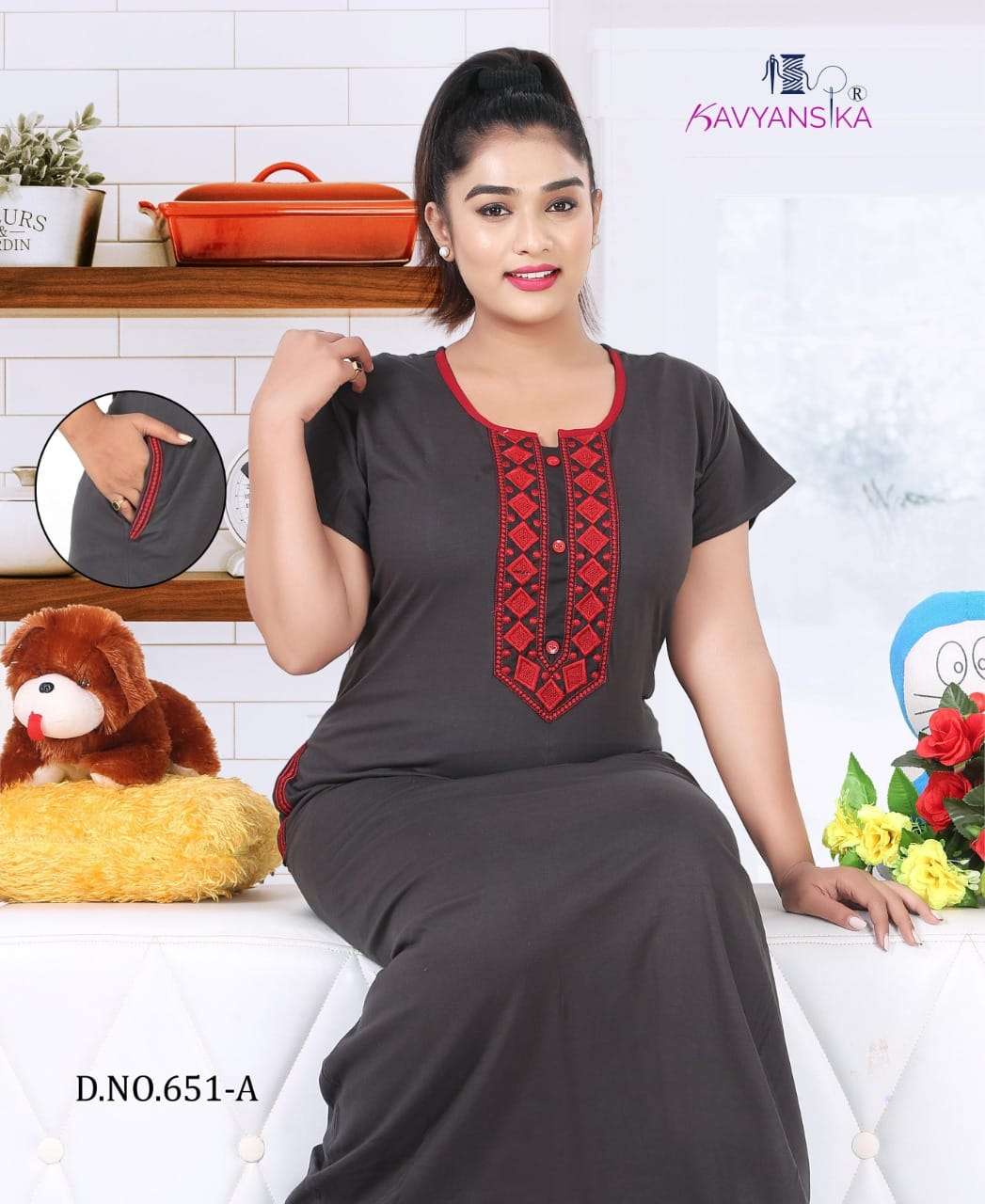 Ready At Store-Vol 651 Kavyansika Hosiery Cotton Night Gowns