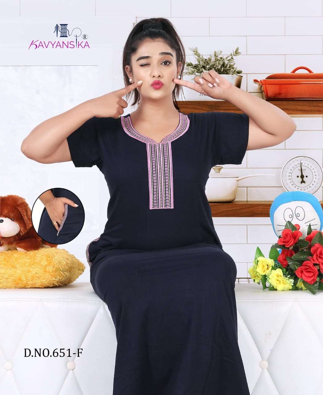 Ready At Store-Vol 651 Kavyansika Hosiery Cotton Night Gowns