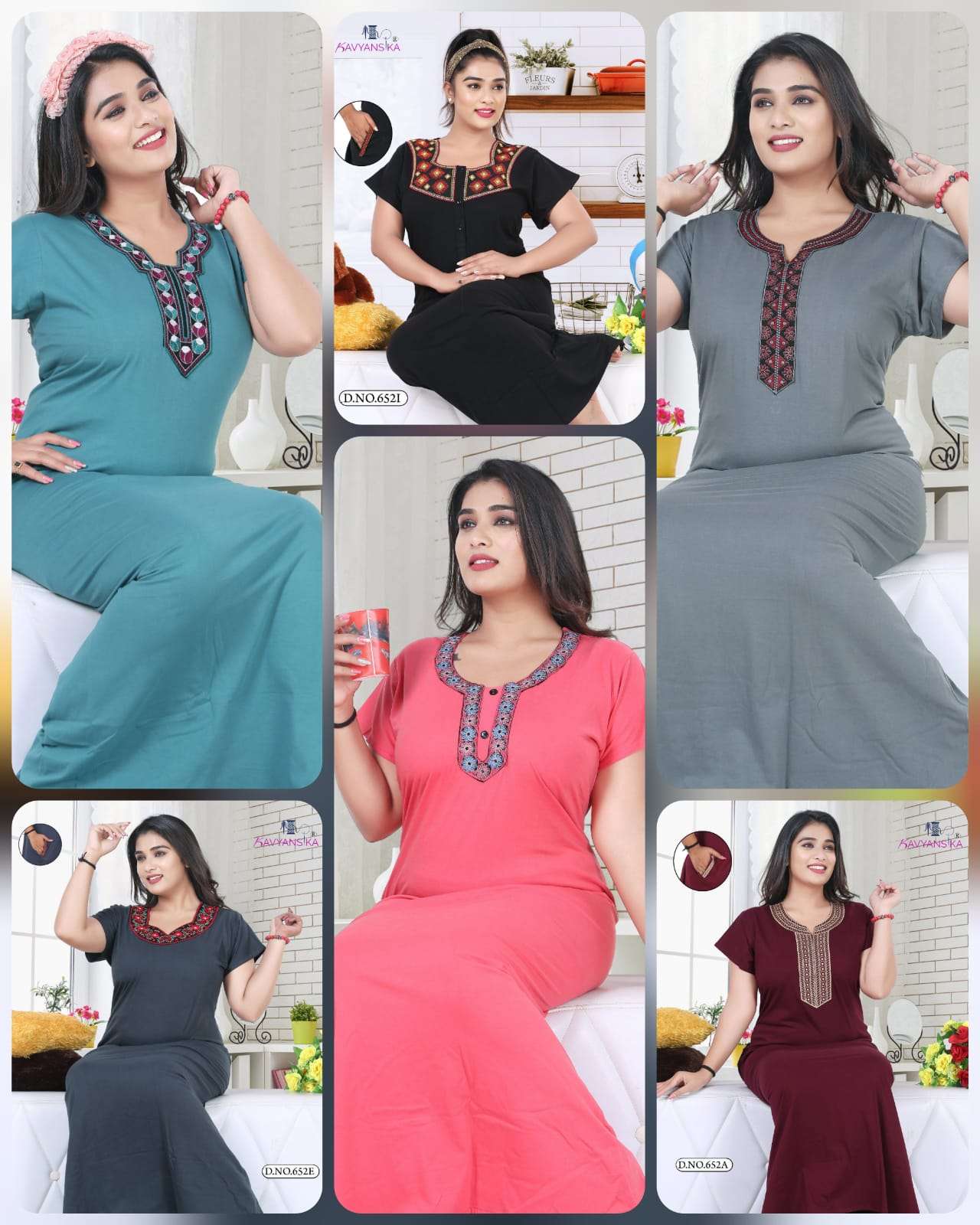 Ready At Store-Vol 652 Kavyansika Hosiery Cotton Night Gowns