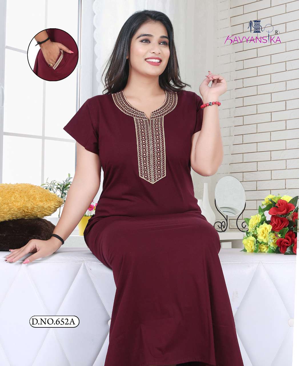 Ready At Store-Vol 652 Kavyansika Hosiery Cotton Night Gowns