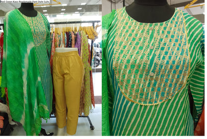 Red-Green Kaso Rayon Readymade Pant Style Suits
