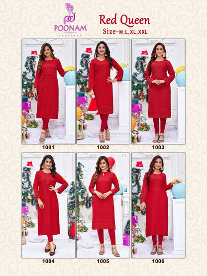 Red Queen Poonam Designer Rayon - Cotton Long Straight Kurti