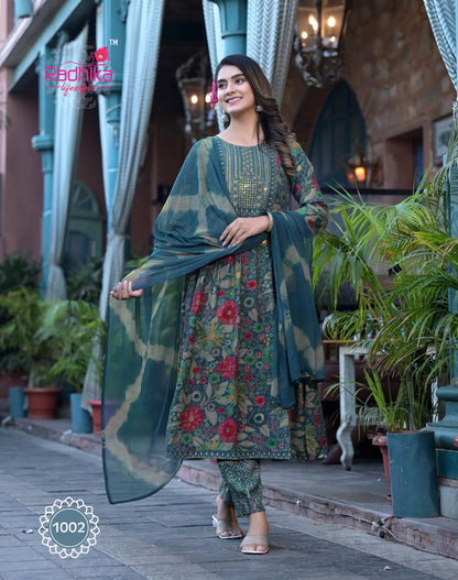 Resham Vol 1 Radhika Lifestyle Rayon Capsule Readymade Pant Style Suits