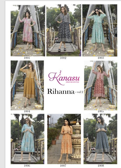 Rihanna Vol 2 Kanasu Rayon Kurti Jacket Set