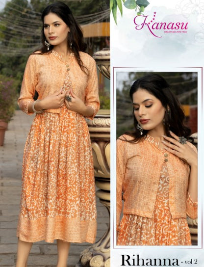 Rihanna Vol 2 Kanasu Rayon Kurti Jacket Set