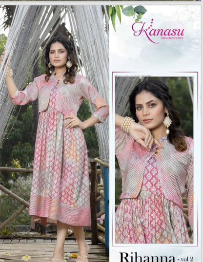 Rihanna Vol 2 Kanasu Rayon Kurti Jacket Set