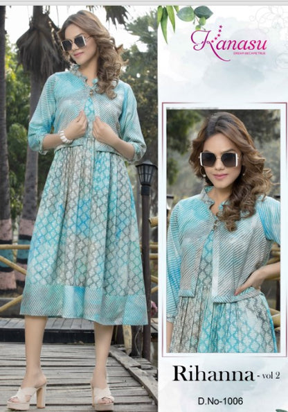 Rihanna Vol 2 Kanasu Rayon Kurti Jacket Set