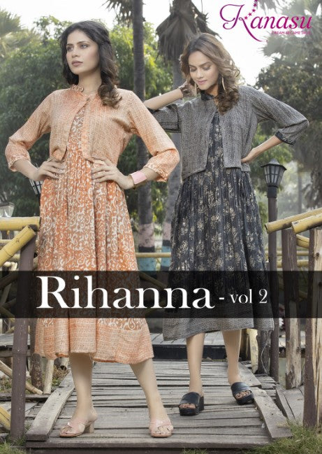 Rihanna Vol 2 Kanasu Rayon Kurti Jacket Set