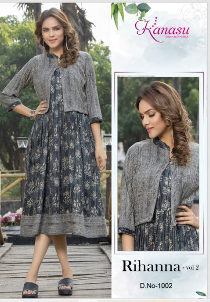 Rihanna Vol 2 Kanasu Rayon Kurti Jacket Set