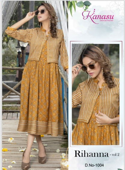 Rihanna Vol 2 Kanasu Rayon Kurti Jacket Set