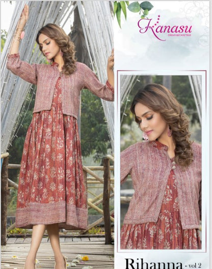 Rihanna Vol 2 Kanasu Rayon Kurti Jacket Set