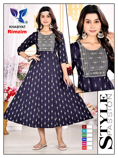 Rimzim Khasiyat Rayon Anarkali Kurtis