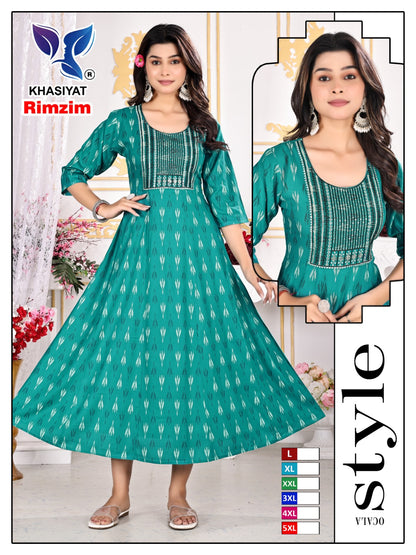 Rimzim Khasiyat Rayon Anarkali Kurtis