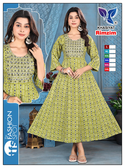Rimzim Khasiyat Rayon Anarkali Kurtis