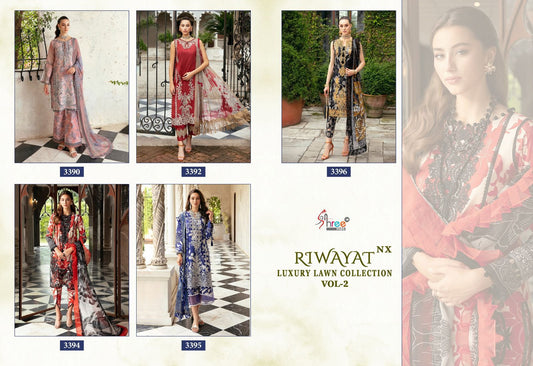 Riwayat Luxury Lawn Vol 2 Nx Shree Fabs Lawn Cotton Pakistani Patch Work Suits