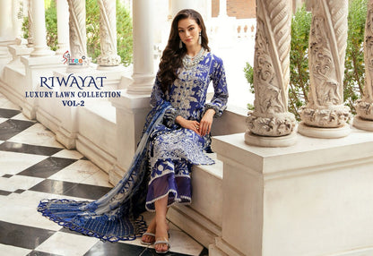 Riwayat Luxury Lawn Vol 2 Shree Fabs Lawn Cotton Pakistani Patch Work Suits