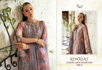 Riwayat Luxury Lawn Vol 2 Shree Fabs Lawn Cotton Pakistani Patch Work Suits